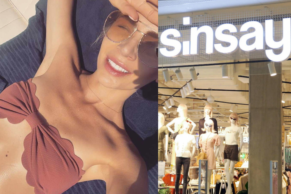 Agnieszka Woźniak-Starak w beżowym bikini, Sinsay