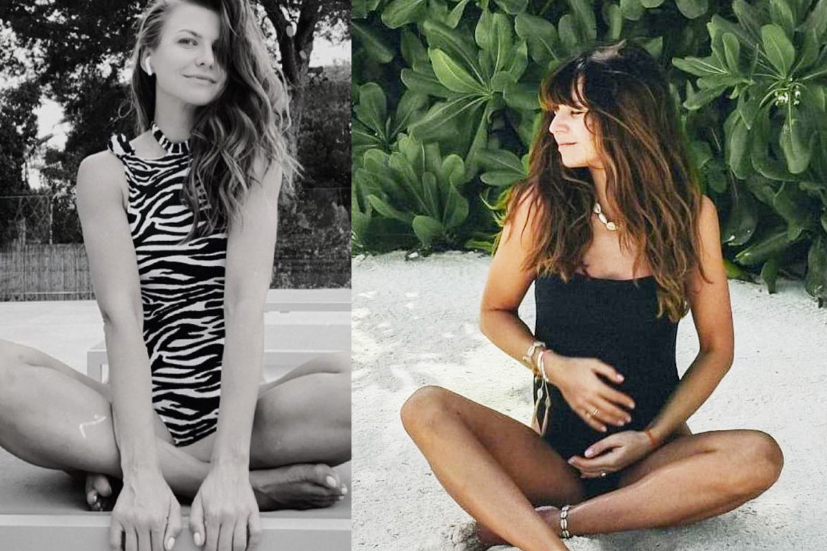 Anna Lewandowska w jednoczęściowych kostiumach kąpielowych - w zebrę i czarnym