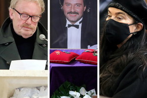 Żona Krzysztofa Krawczyka i Daniel Olbrychski na pogrzebie Krzysztofa Krawczyka