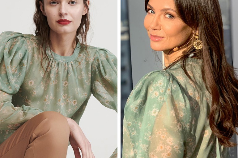 Kinga Rusin w wiosennych trendach 2020! Jej bluzkę z bufiastymi rękawami kupicie w Reserved