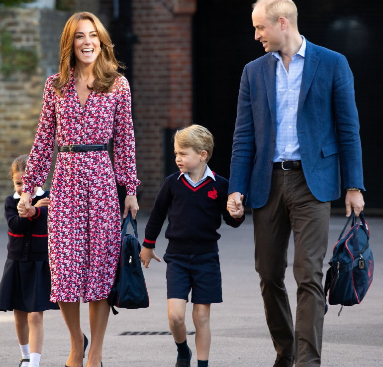 książę George, książę William, księżna Kate, księżniczka Charlotte