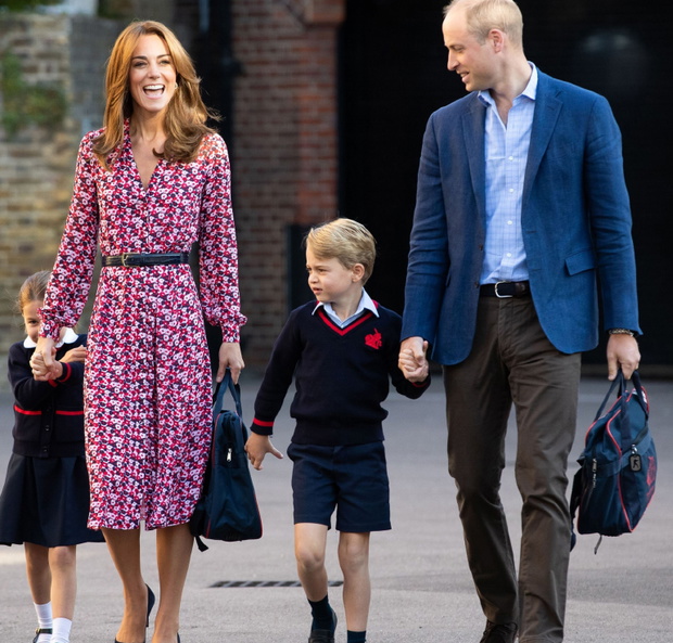 książę George, książę William, księżna Kate, księżniczka Charlotte