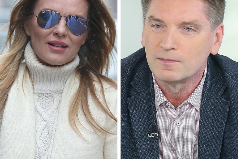 Hanna Lis w białym golfie, Tomasz Lis w ciemnej marynarce