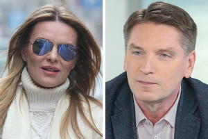 Hanna Lis w białym golfie, Tomasz Lis w ciemnej marynarce
