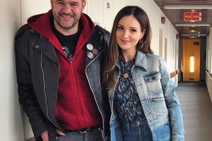 Marina i Tomasz Karolak na planie serialu "39 i pół tygodnia"