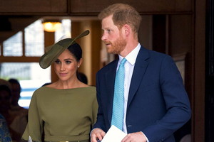 Meghan Markle i książę Harry na chrzcie księcia Louisa