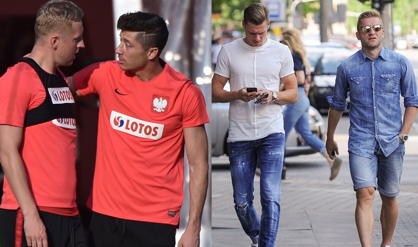 Kamil Glik i Robert Lewandwski na treningu