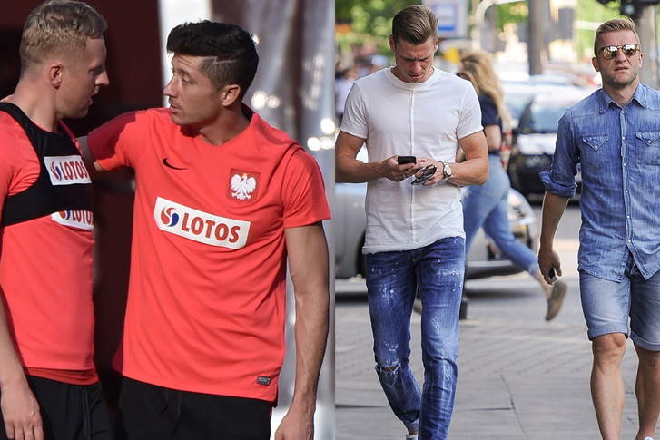 Kamil Glik i Robert Lewandwski na treningu