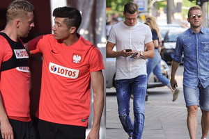 Kamil Glik i Robert Lewandwski na treningu