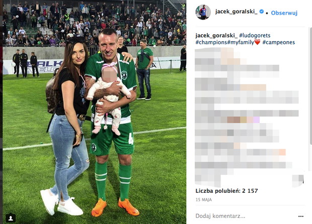 Jacek Góralski z partnerką i córką