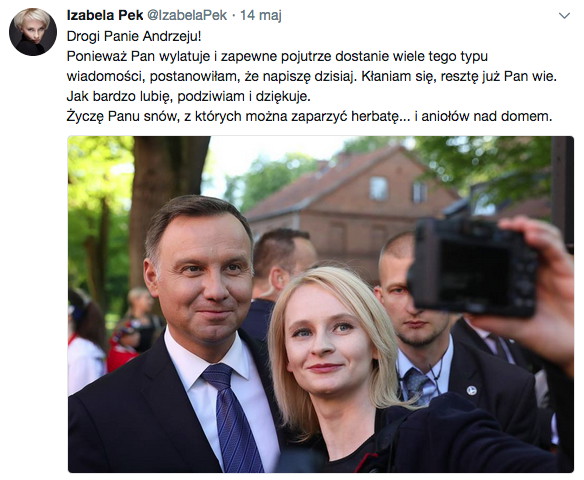 Izabela Pek to wierna fanka prezydenta