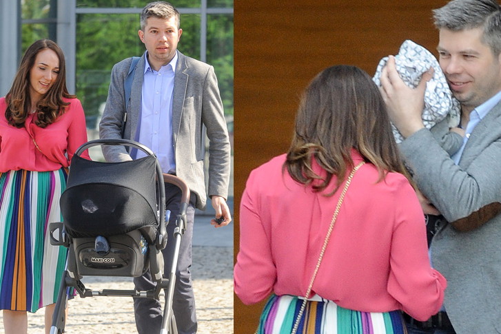 Paweł Szakiewicz z żoną i synem