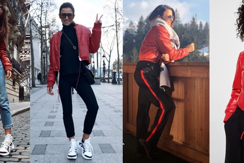 Anna Lewandowska w czerwonej kurtce z Mango