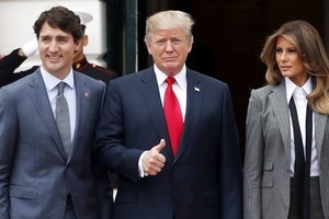 Melania i Donald Trumpowie na spotkaniu z premierem Kanady