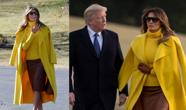 Żółta stylizacja Melanii Trump