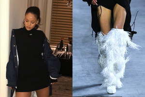 Rihanna w kozakach Yeti od Saint Laurent