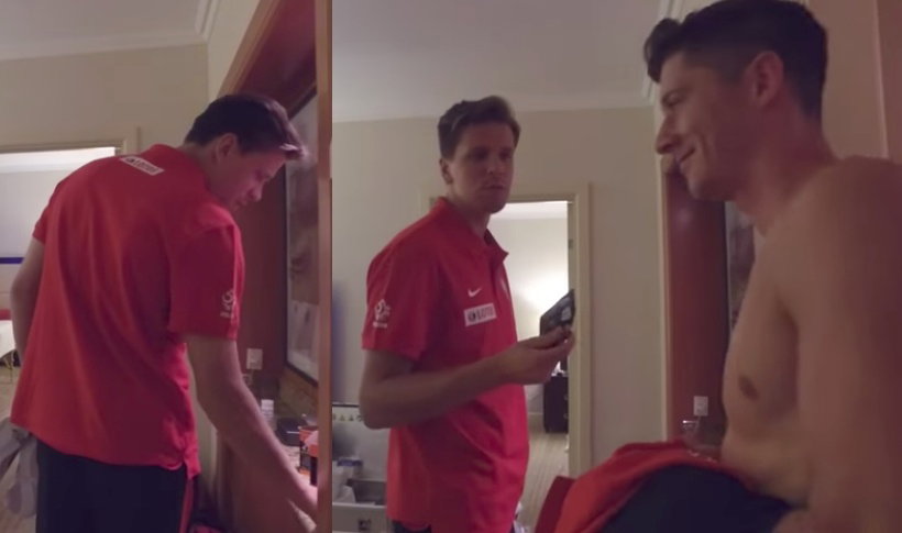 Robert Lewandowski, Wojciech Szczęsny i reszta piłkarzy przed meczem jedzą... batoniki Ani Lewandowskiej! ;)