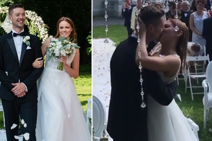 Namiętny pierwszy pocałunek Dominiki Gawędy z mężem! Mamy WIDEO ze ślubu
