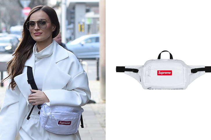 Marina w białym total looku z nerką Supreme