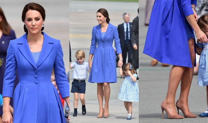 Księżna Kate w kobaltowym płaszczu od Catherine Walker