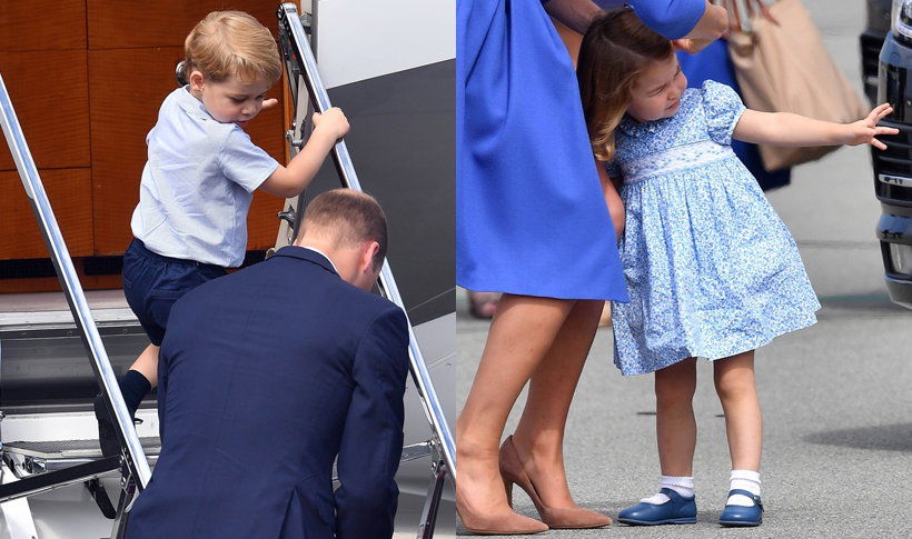 księżniczka Charlotte i książę George na lotnisku odlatują z Polski