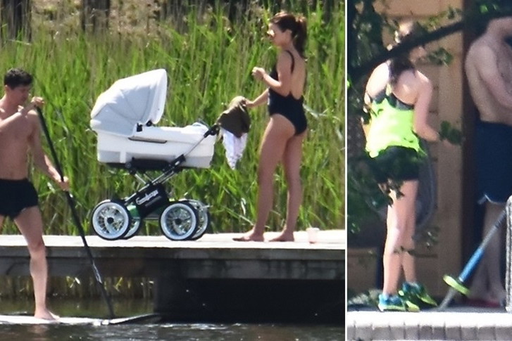 Anna i Robert Lewandowscy z córką na Mazurach