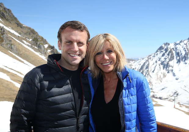 Emmanuel Macron et sa femme Brigitte à la station de ski du Grand Tourmalet