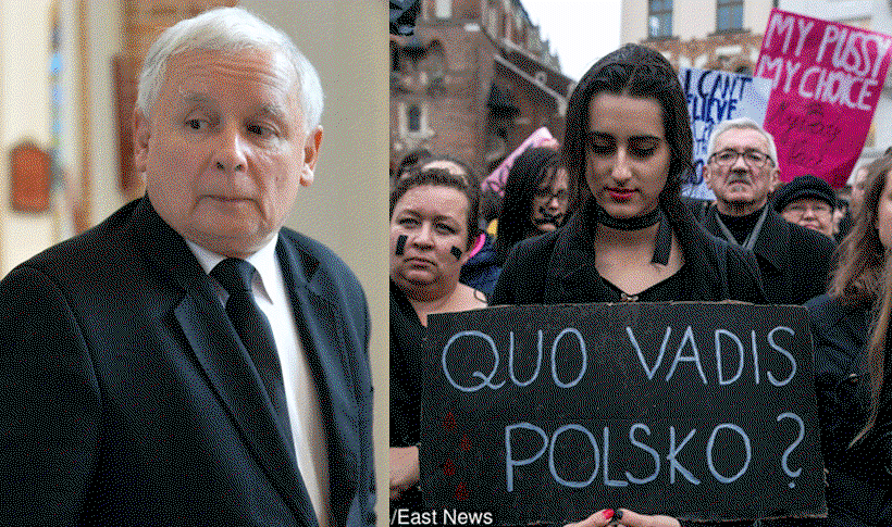 Jarosław Kaczyński w Sejmie, czarny protest