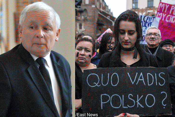 Jarosław Kaczyński w Sejmie, czarny protest