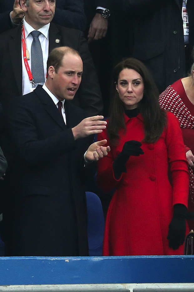 Le prince William et Catherine Kate Middleton assistent au match de Rugby France / Pays de Galles au Stade de France