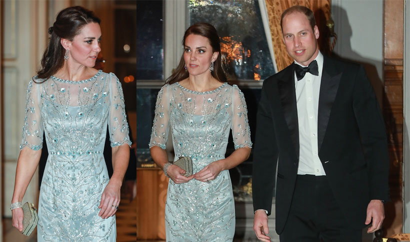 Księżna Kate w Paryżu w niebieskiej sukni