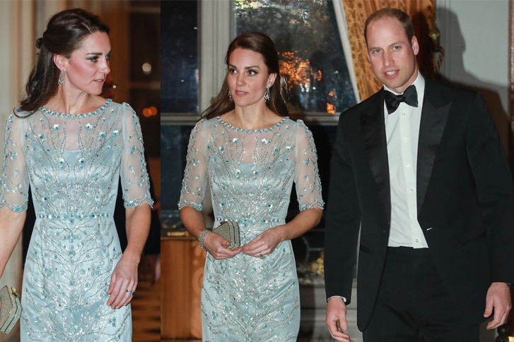 Księżna Kate w Paryżu w niebieskiej sukni