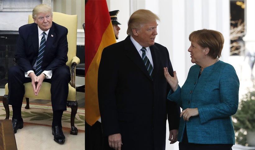 Donald Trump nie podał ręki Merkel