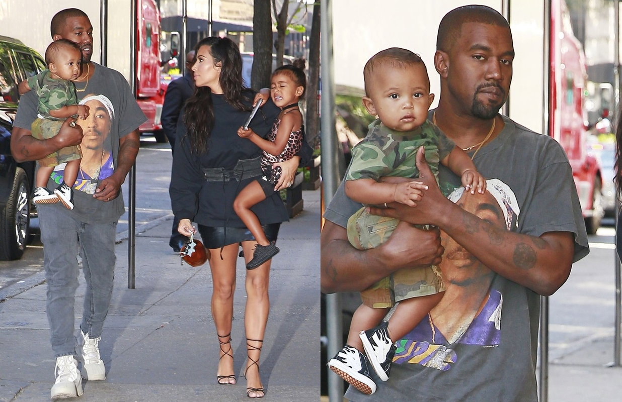 Kim Kardashian i Kanye West z dziećmi wychodzą z kina