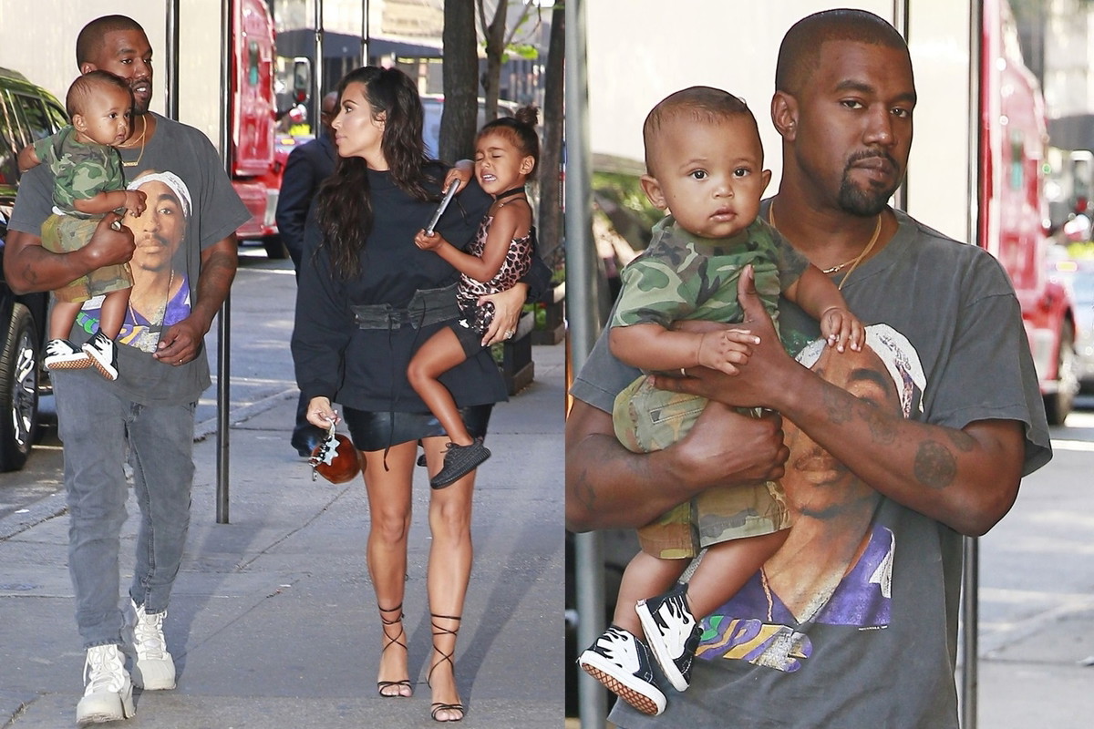 Kim Kardashian i Kanye West z dziećmi wychodzą z kina