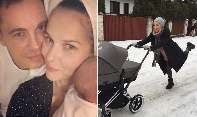 Paulina Sykut na spacerze z dzieckiem
