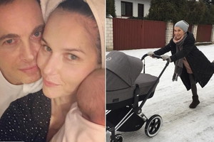 Paulina Sykut na spacerze z dzieckiem