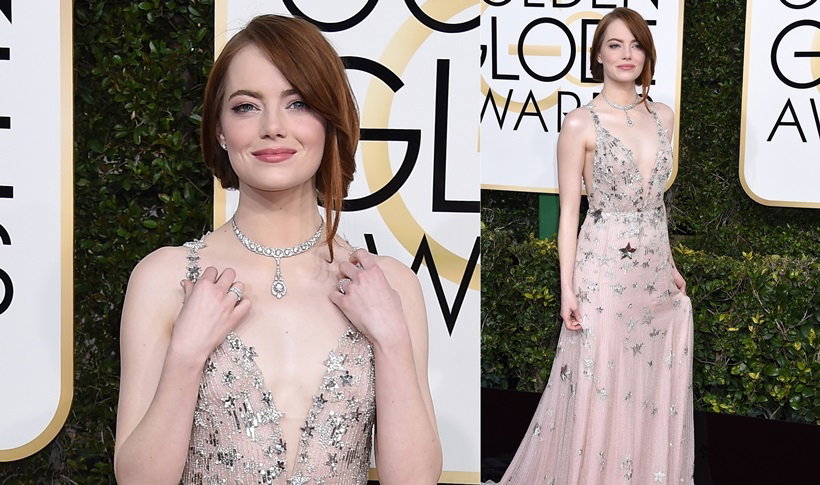 Emma Stone podczas 74. gali rozdania Złotych Globów