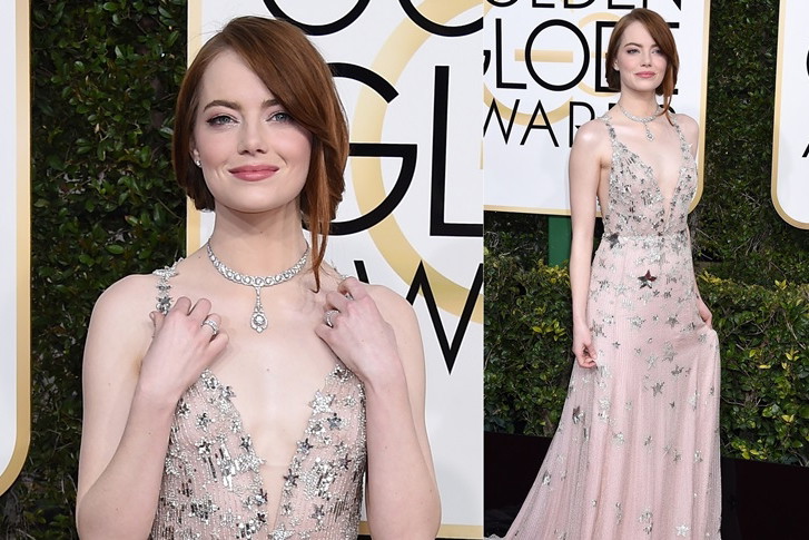 Emma Stone podczas 74. gali rozdania Złotych Globów