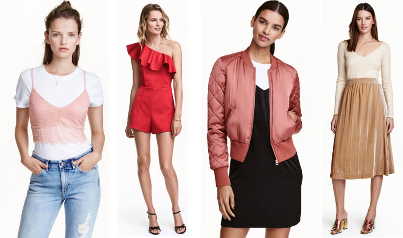 Wyprzedaż w H&M zima 2016 - przeceny do 100 zł: biustonosz, kombinezon, spódnica aksamit, bomber kurtka