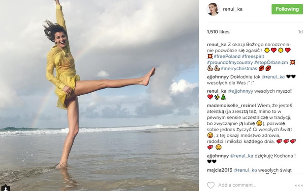Renata Kaczoruk wyjechała z Polski na Boże Narodzenie i wygrzewa się w stroju kąpielowym na plaży