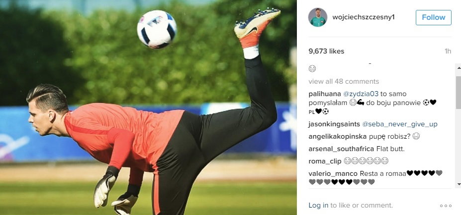 Wojciech Szczęsny na Instagramie