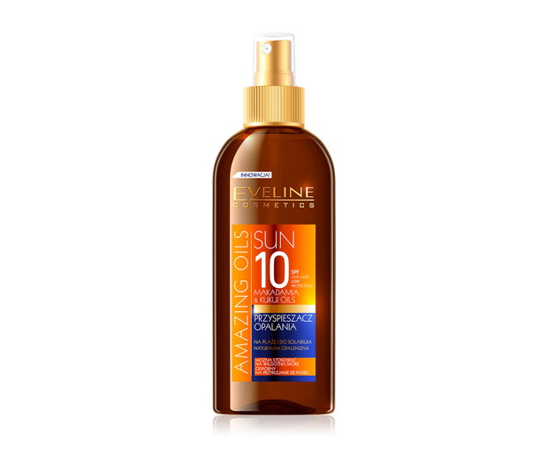 Przyspieszacz opalania na plażę i do solarium SPF 10 Amazing Oils, Eveline, 16,99 zł