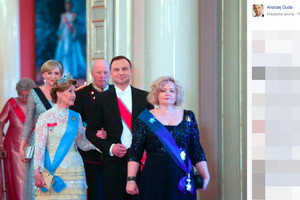 Andrzej Duda i Agata Duda w wizytą w Oslo u pary królewskiej