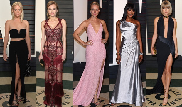 Jennifer Lawrence, Diane Kruger, Rachel McAdams, Naomi Campbell, Taylor Swift na imprezie Vanity Fair Oscar party 2016