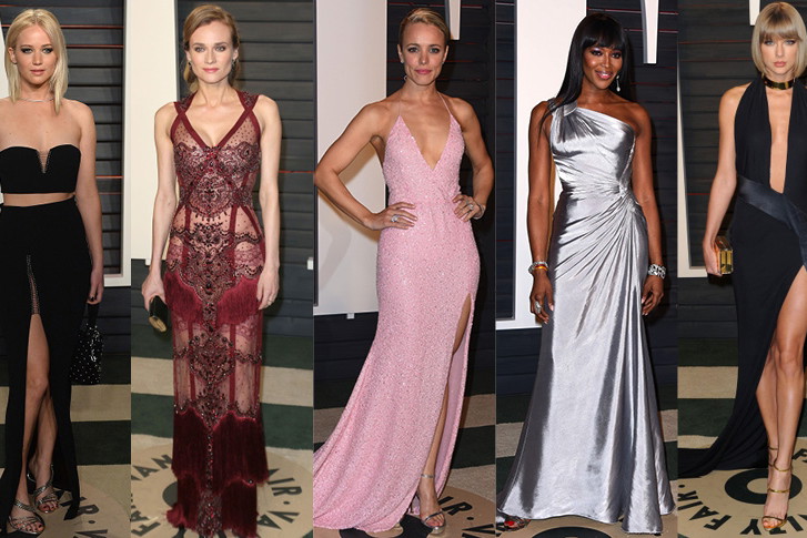 Jennifer Lawrence, Diane Kruger, Rachel McAdams, Naomi Campbell, Taylor Swift na imprezie Vanity Fair Oscar party 2016