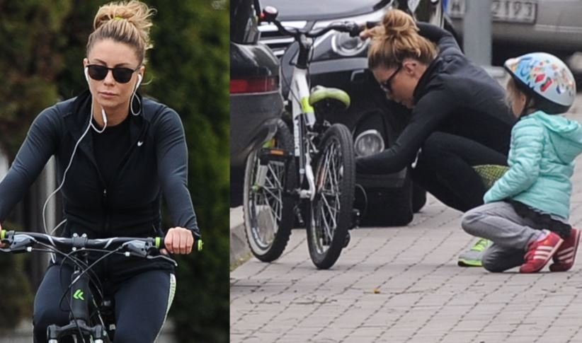 Małgorzata Rozenek na rowerach z synem