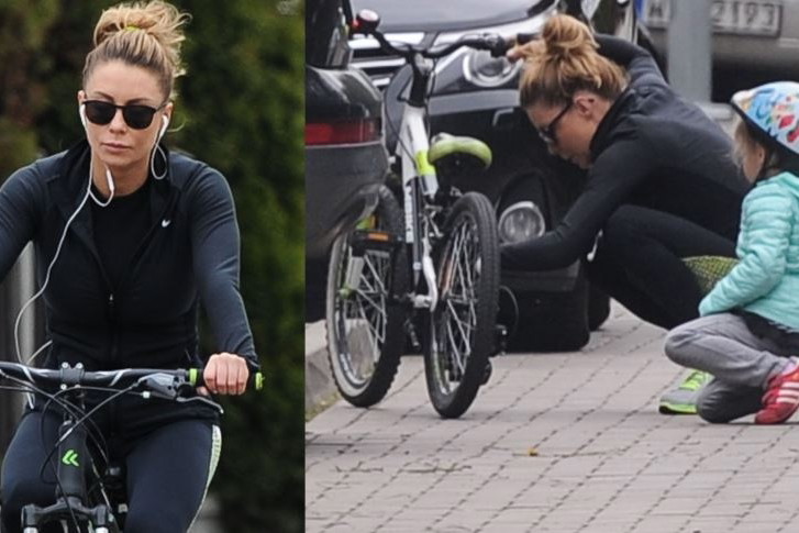 Małgorzata Rozenek na rowerach z synem