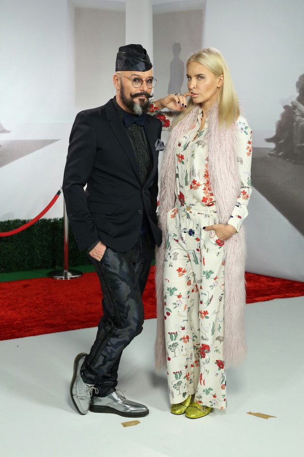 Joanna Horodyńska i Tomasz Jacyków na planie programu Gwiazdy na dywaniku