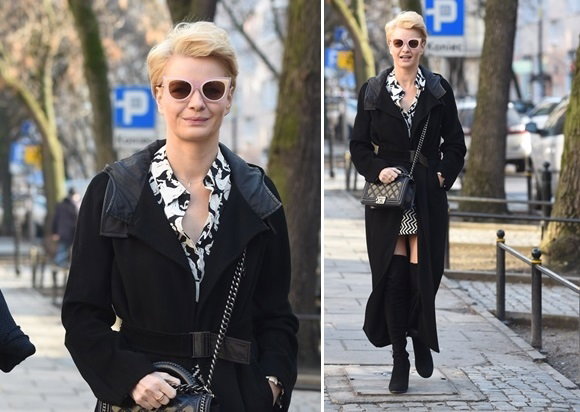 Małgorzata Kożuchowska wychodzi z budynku TVN